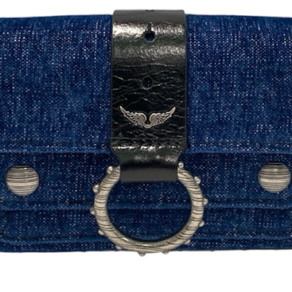 Zadig & Voltaire Kate Denim Wallet On A Chain Crossbody Clutch - Picture 4 of 17